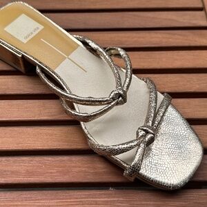 Dolce Vita Hensla Gold Metallic Strappy Block Heel Sandals